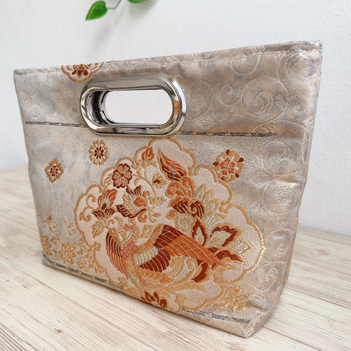 ◇30%off◇絹の帯から2wayバッグ 鳳凰文様 帯リメイク140