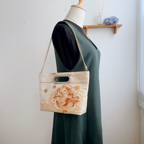 ◇30%off◇絹の帯から2wayバッグ 鳳凰文様 帯リメイク140
