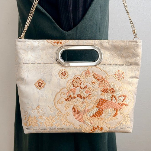◇30%off◇絹の帯から2wayバッグ 鳳凰文様 帯リメイク140
