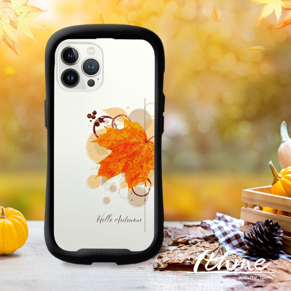 グリップ / Autumn ★ 名入れ可【スマホケース・耐衝撃グリップ iphone カバー・秋 紅葉 楓】 1枚目の画像