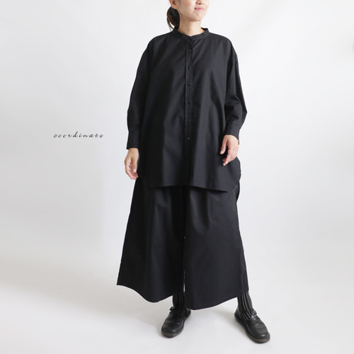 ラスト1 最終sale ギマ擬麻コットン 立襟バンドカラー おしり