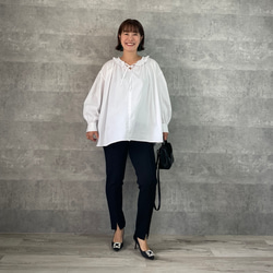 M~XXL着用OK♡超ゆったり大人可愛い♡着回し優秀フリルブラウス 白【フリー】フォーマル KMC-714 759359 3枚目の画像