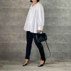 M~XXL着用OK♡超ゆったり大人可愛い♡着回し優秀フリルブラウス 白【フリー】フォーマル KMC-714 759359 10枚目の画像