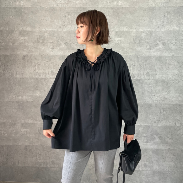 M~XXL着用OK♡超ゆったり大人可愛い♡着回し優秀フリルブラウス 白【フリー】フォーマル KMC-714 759359 14枚目の画像