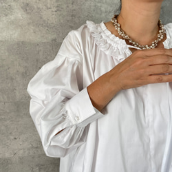 M~XXL着用OK♡超ゆったり大人可愛い♡着回し優秀フリルブラウス 白【フリー】フォーマル KMC-714 759359 5枚目の画像