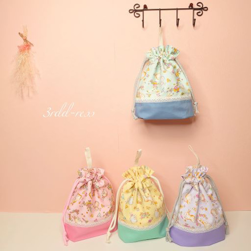 【新品未開封】うさぎ柄レッスンバッグ、巾着3点セット 入園入学セット 3点セット 入園グッズ 女の子 うさぎとくま ゆめ