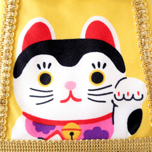 こだわり・小】猫ちゃん化粧まわし《福呼ぶ招き猫・黄》【名入れ