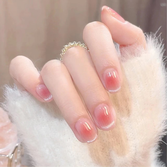 【2023.9新作】　韓国ファッション　血色感ピンクマグネット　ネイルチップ　つけ爪　-3029 3枚目の画像