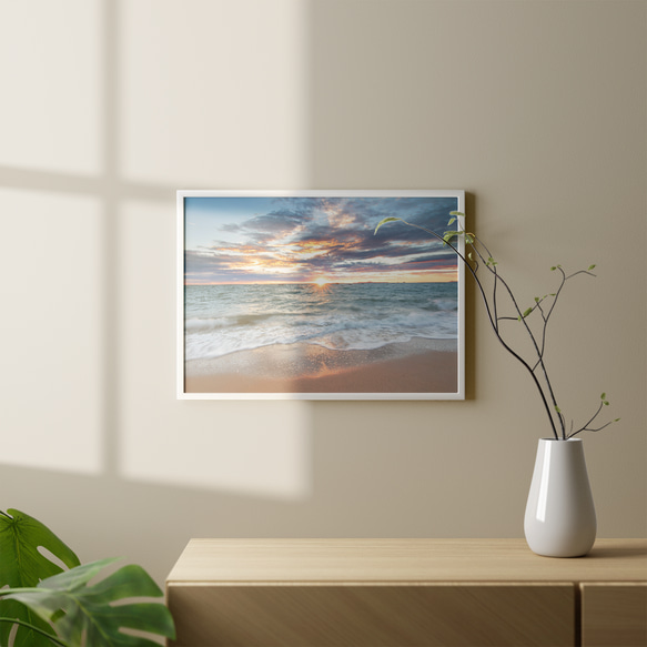 Ocean ロマンチック サンセットビーチ 風景画 / インテリアポスター 海外アート / 5227 5枚目の画像