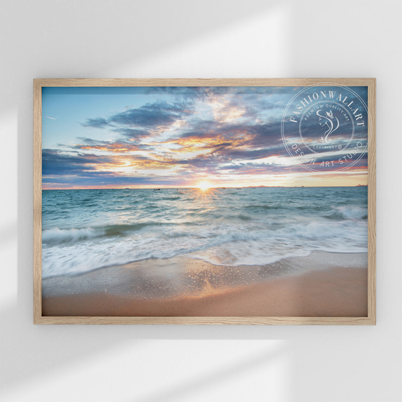 アートポスター サンセットビーチ 穏やかな波 ナチュラル シンプル