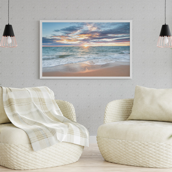 Ocean ロマンチック サンセットビーチ 風景画 / インテリアポスター 海外アート / 5227 写真・グラフィック Fashion