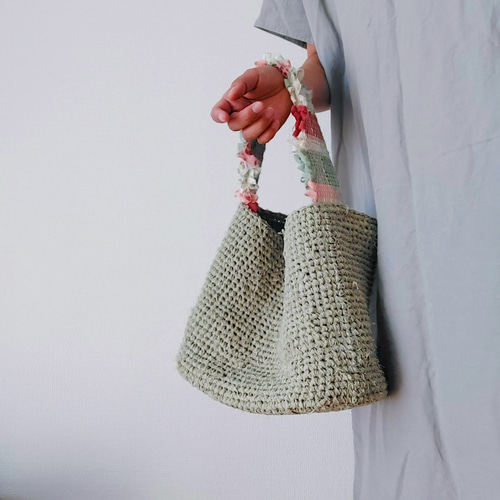 裂き織りのバッグ（グリーン） ハンドバッグ atelier みつまり 通販