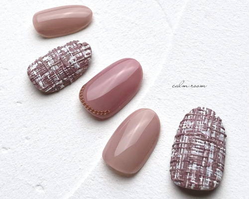 【秋冬】ツイード×くすみカラー♡ネイルチップ 秋冬】ツイード×くすみカラー♡ネイルチップ 秋冬】ツイード×くすみ