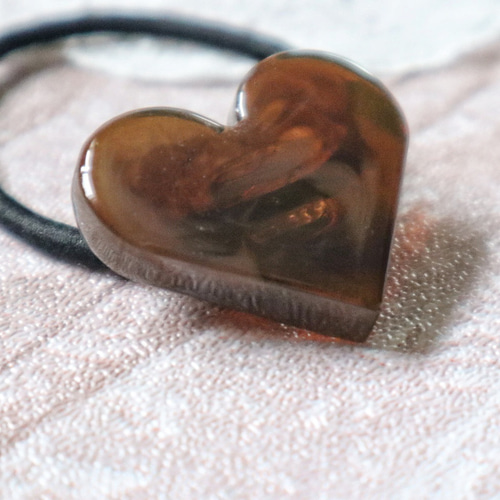 べっ甲カラーハートレジンヘアゴム