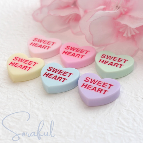 5個】SWEET HEART ハート型文字プレート【デコパーツ】D-0128