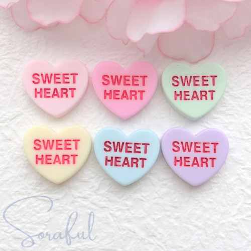 5個】SWEET HEART ハート型文字プレート【デコパーツ】D-0128