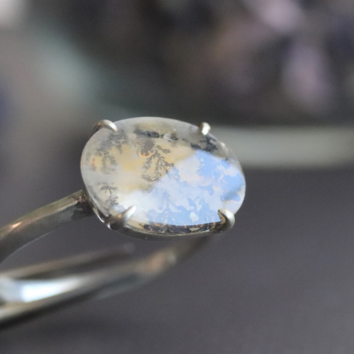 天然デンドリティッククォーツのシルバーリング シルバー925 一点もの