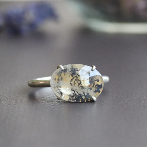 天然デンドリティッククォーツのシルバーリング シルバー925 一点もの