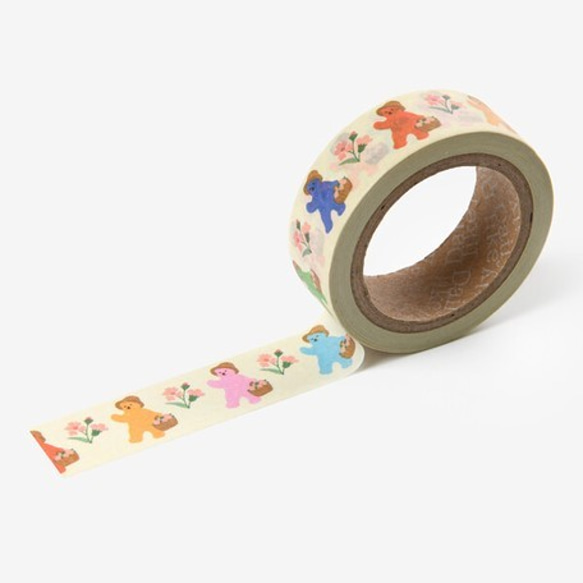 単品1点！『Jelly bear masking tape 　マスキングテープ　キュートなクマさん』～クマ柄　1個～ 1枚目の画像