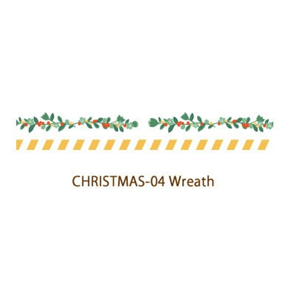 2個セット！人気商品！クリスマス！『CHRISTMAS - Wreath  マスキングテープ』～各柄1個　計2個セット～ 2枚目の画像