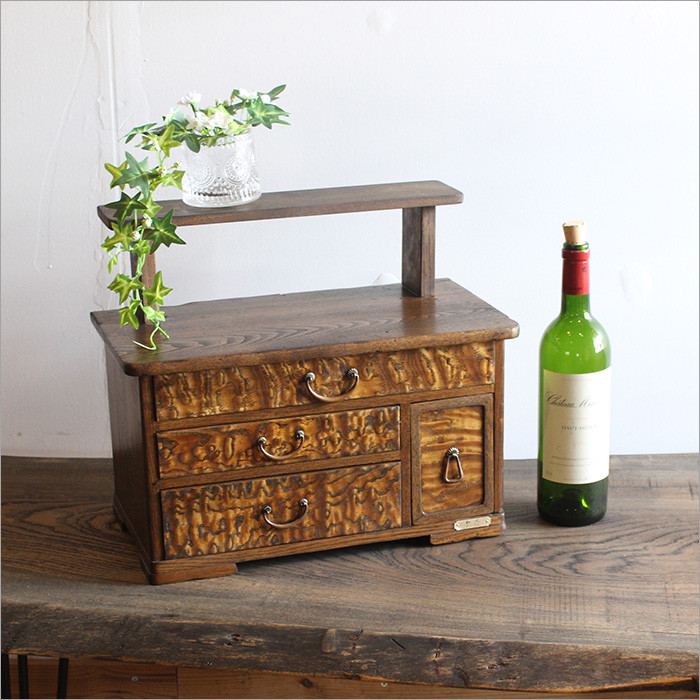 府中焼印　小物入れ　3段　引き出し　府中　桐　昭和レトロ　ヴィンテージ　木製 府中焼印 小物入れ 3段 引き出し 府中 桐 昭和レトロ