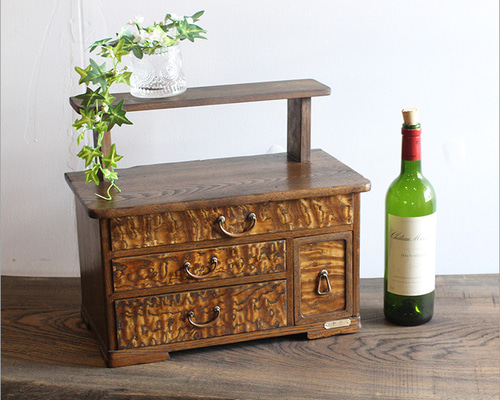 アンティーク　本立て付き小引き出し　古家具　花模様　昭和レトロ アンティーク 本立て付き小引き出し 古家具 花模様 昭和レトロ