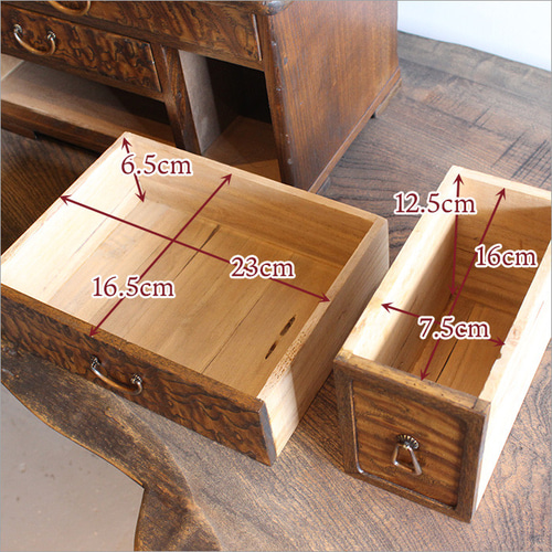 小引き出し 木製 卓上 3段 ケヤキ製 おしゃれ 高級 アンティーク