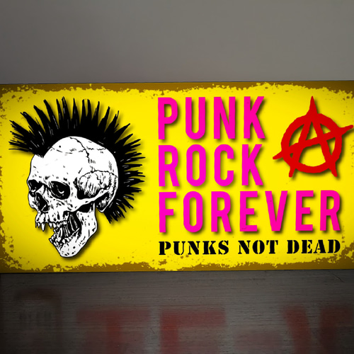 Lサイズ】パンク Punks Not Dead 看板 置物 雑貨 ライトBOX