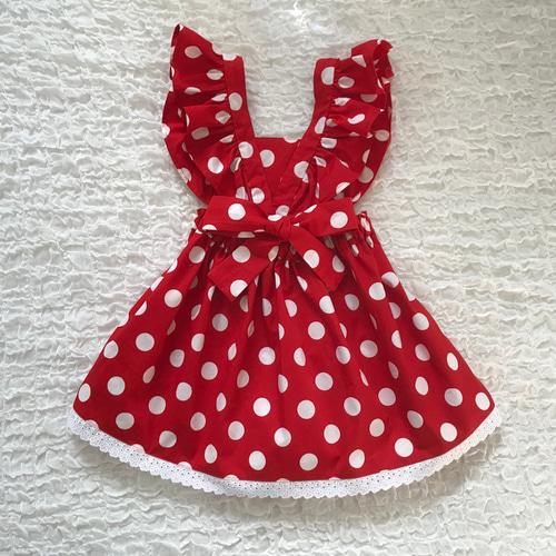 雑誌掲載】赤ピンクドット水玉 フリルエプロンワンピース 仮装