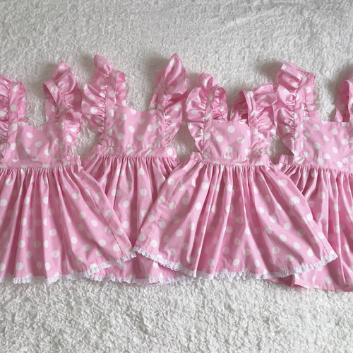 雑誌掲載】赤ピンクドット水玉 フリルエプロンワンピース 仮装