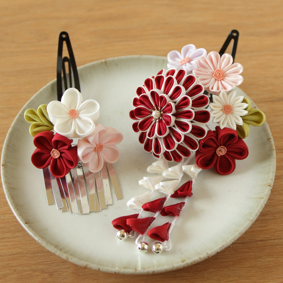 しーちゃん様ご注文七五三くす玉つまみかんざしつまみ細工 髪飾り しー