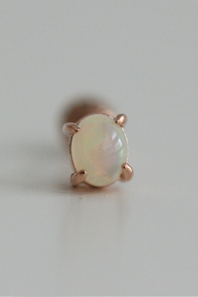 14K金 ゴールド 天然オパール ヘリックス 軟骨 アンチトラガス アウター インナーコンクバーベルイヤリング ピアス