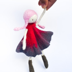 フェルト人形　オーナメント飾りオーナメントピンク三つ編みヘアガール　nasan-s06春　スプリングギフト　母の日新調 2枚目の画像