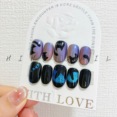 ネイルチップ　チョコレート　ツイードチェック　韓国ワンホンキラキラくまマグネット bf44088dbcfc7e4e208348608d1154