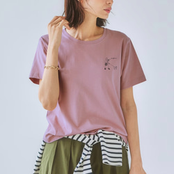 日本製 プリントTシャツ F002 ダスティピンク 4枚目の画像