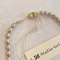 本真珠シャンパンゴールド淡水パールネックレス ライス型 標準40cm(金具込み42cm) 5枚目の画像