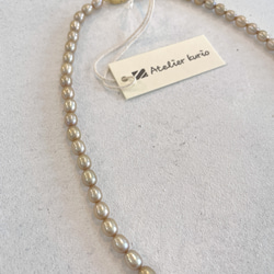 本真珠シャンパンゴールド淡水パールネックレス ライス型 標準40cm(金具込み42cm) 2枚目の画像