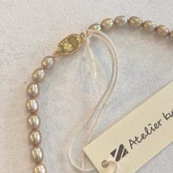 本真珠シャンパンゴールド淡水パールネックレス ライス型 標準40cm(金具込み42cm) 4枚目の画像