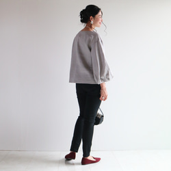 [淺灰色] 可水洗 100% 亞麻燈籠袖套頭衫❤️ 第4張的照片