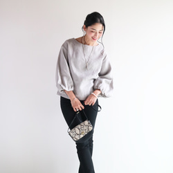 [淺灰色] 可水洗 100% 亞麻燈籠袖套頭衫❤️ 第2張的照片