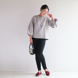 [淺灰色] 可水洗 100% 亞麻燈籠袖套頭衫❤️ 第6張的照片