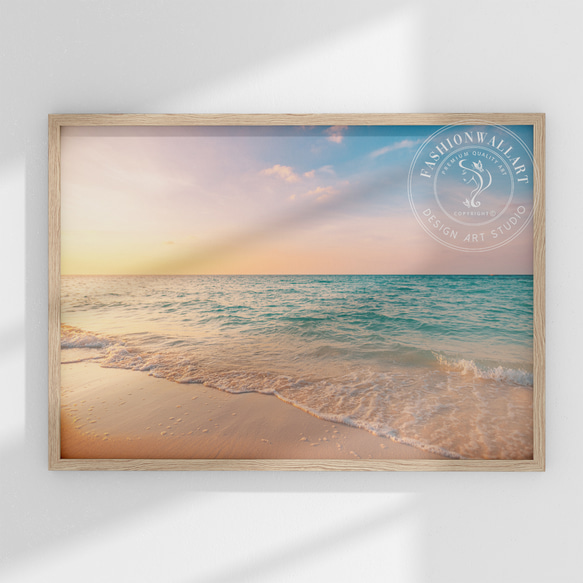 暮れゆく海 - 砂浜の優しい光彩 海と空の輝き インテリアポスター 海外アート / 5231 1枚目の画像
