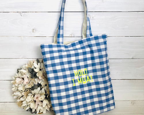 手刺繍ロゴ入りトートバッグ ✴︎HOLO I MUA！✴︎ エコバッグ
