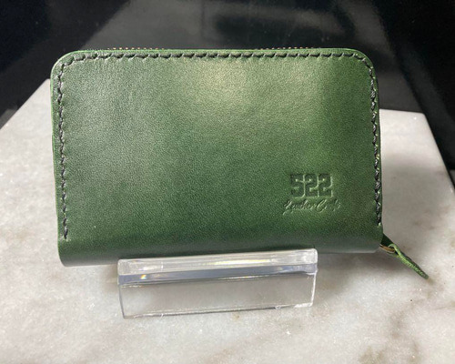 本革 ラウンドファスナーミニ財布 ヌメ革 手縫い ハンドメイド