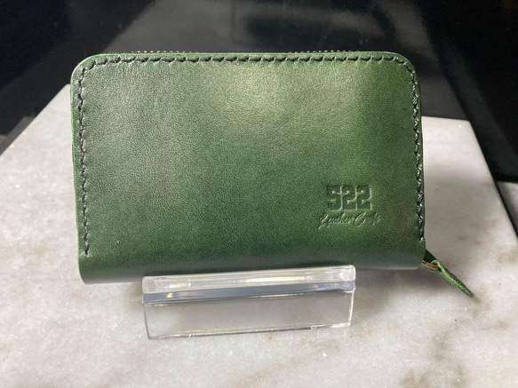 本革 ラウンドファスナーミニ財布 ヌメ革 手縫い ハンドメイド その他