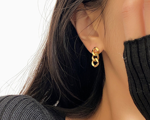 18kgp サージカルステンレス 喜平チェーン ピアス シンプル 金属  