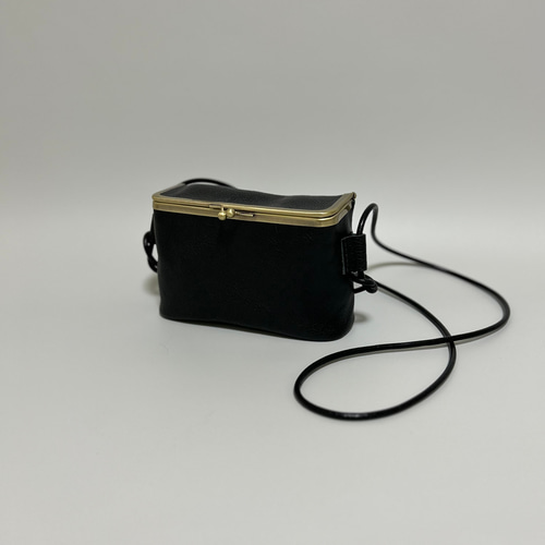 姫路レザーバニティがま口ポシェット◇黒 スマホショルダー サコッシュ