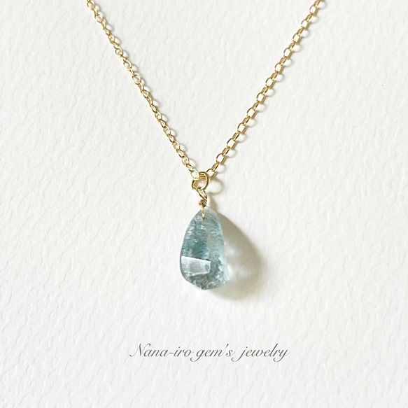 ＊1点もの＊14kgf moss aquamarine  necklace 1枚目の画像