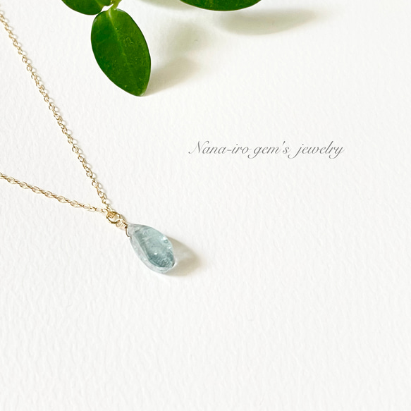 ＊1点もの＊14kgf moss aquamarine  necklace 3枚目の画像