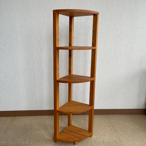 ハンドメイド　コーナーラック 木製 飾り棚　可動棚 木製コーナーラック コーナーシェルフ 高さ90cm 棚・シェルフ・ラック